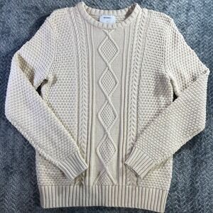 Old Navy Mens Cream Cable Knit Crew Neck Sweater Size S